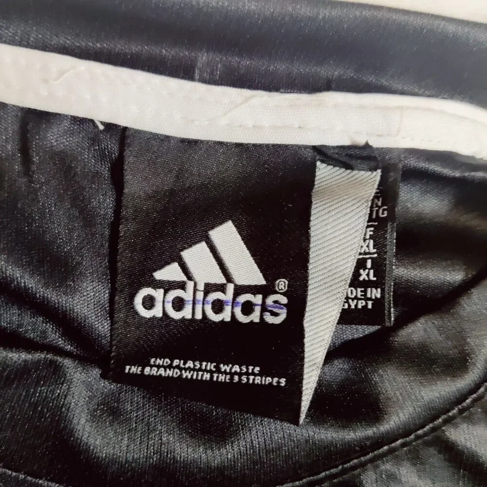 Adidas Soccer Men's  XL T-Shirt Trefoil Logo Black-White, Blue LOGO NEW